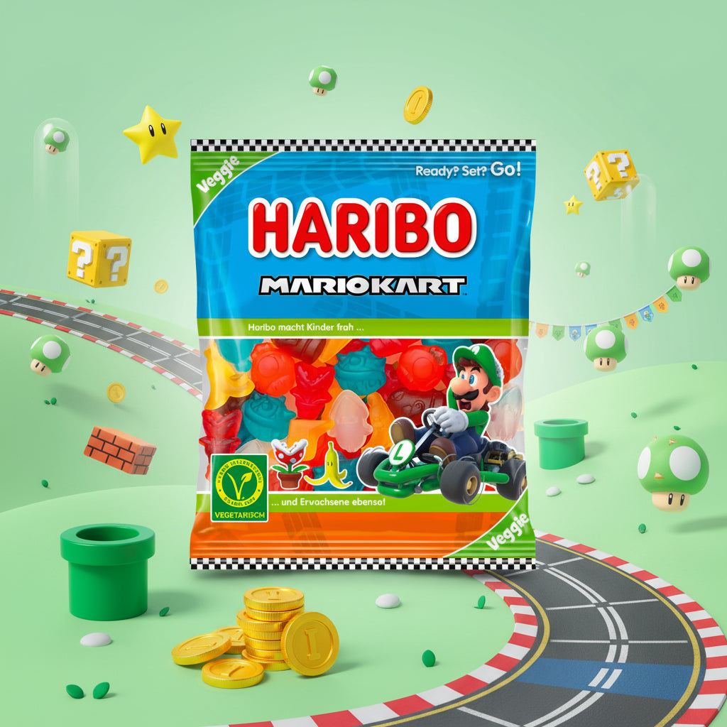 bonbons allemands haribo mario kart luigi végétarien 160g edition limitée