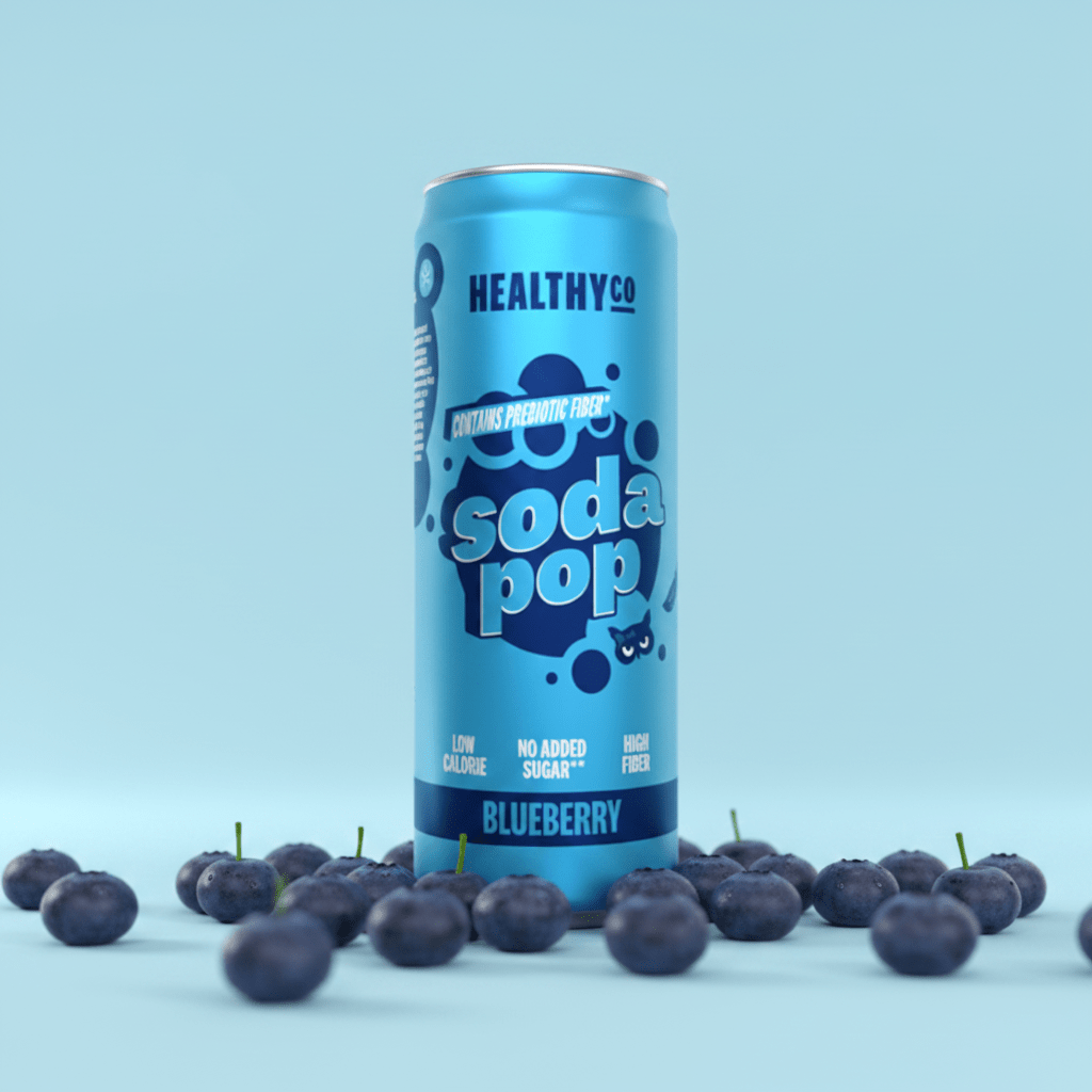 HealthyCo Soda Pop Blueberry 33cl – Boisson Pétillante Sans Sucre Ajouté Myrtille & Prébiotiques - Goudisse - 7350021426543