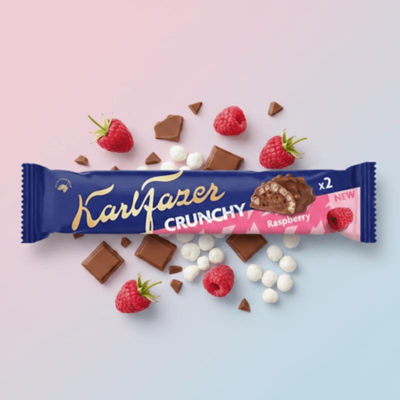 Karl Fazer Crunchy Raspberry 50g – Chocolat au Lait Framboise & Riz Croustillant - Goudisse - 6416453420434