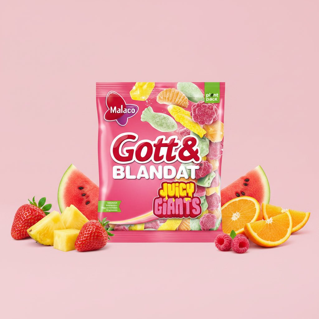 Malaco Gott & Blandat Juicy Giants 130g – Bonbons Gélifiés Suédois XXL Vegan - Goudisse - 7330869310679