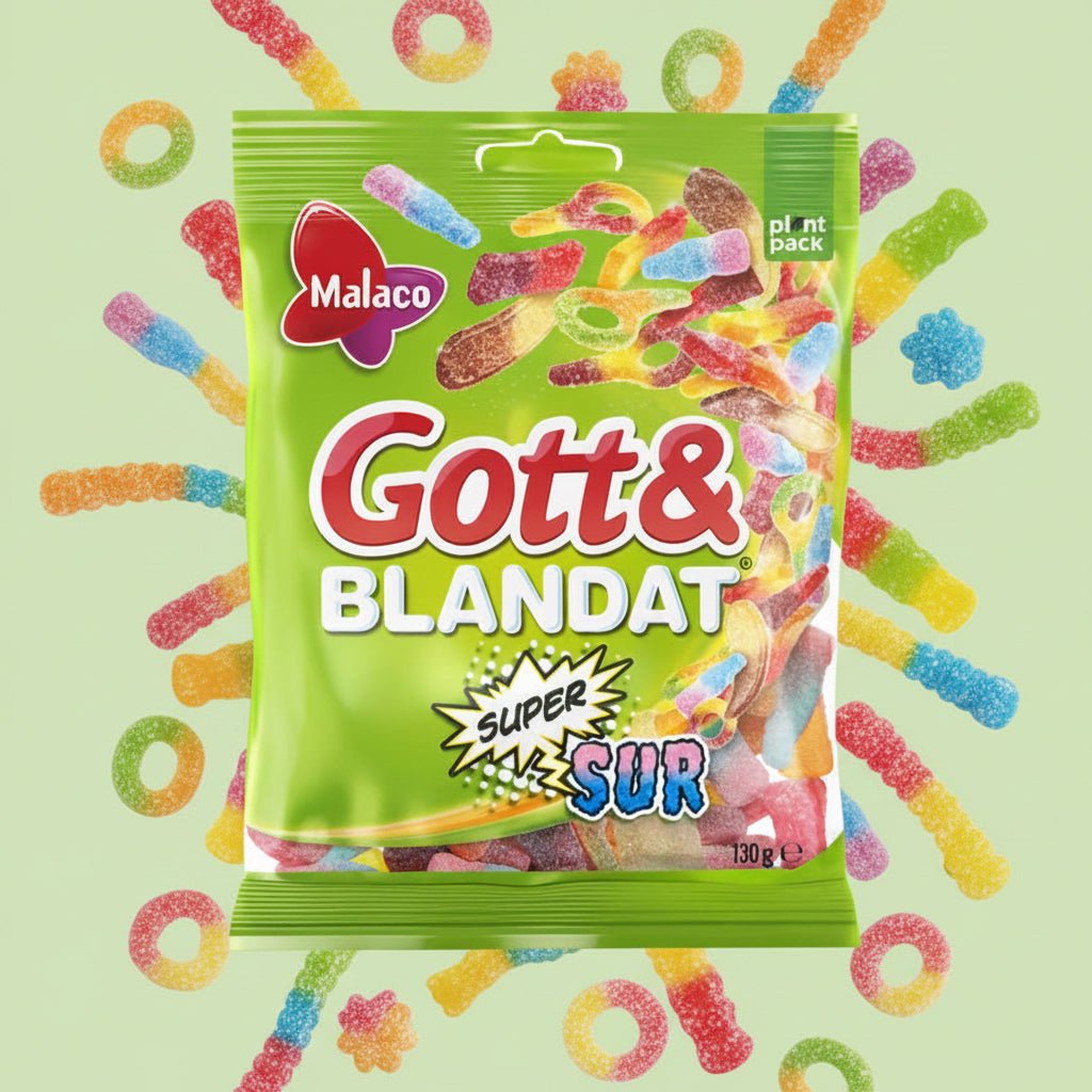 Malaco Gott & Blandat Supersur 130g – Bonbons Suédois Gélifiés Ultra - Acidulés - Goudisse - 7330869128571