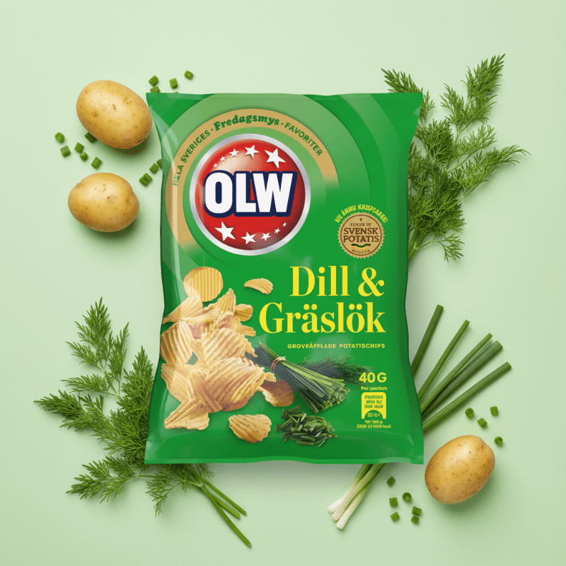 OLW Chips Dill & Gräslök 40g – Chips Suédoises Aneth & Ciboulette - Goudisse - 7300400381604