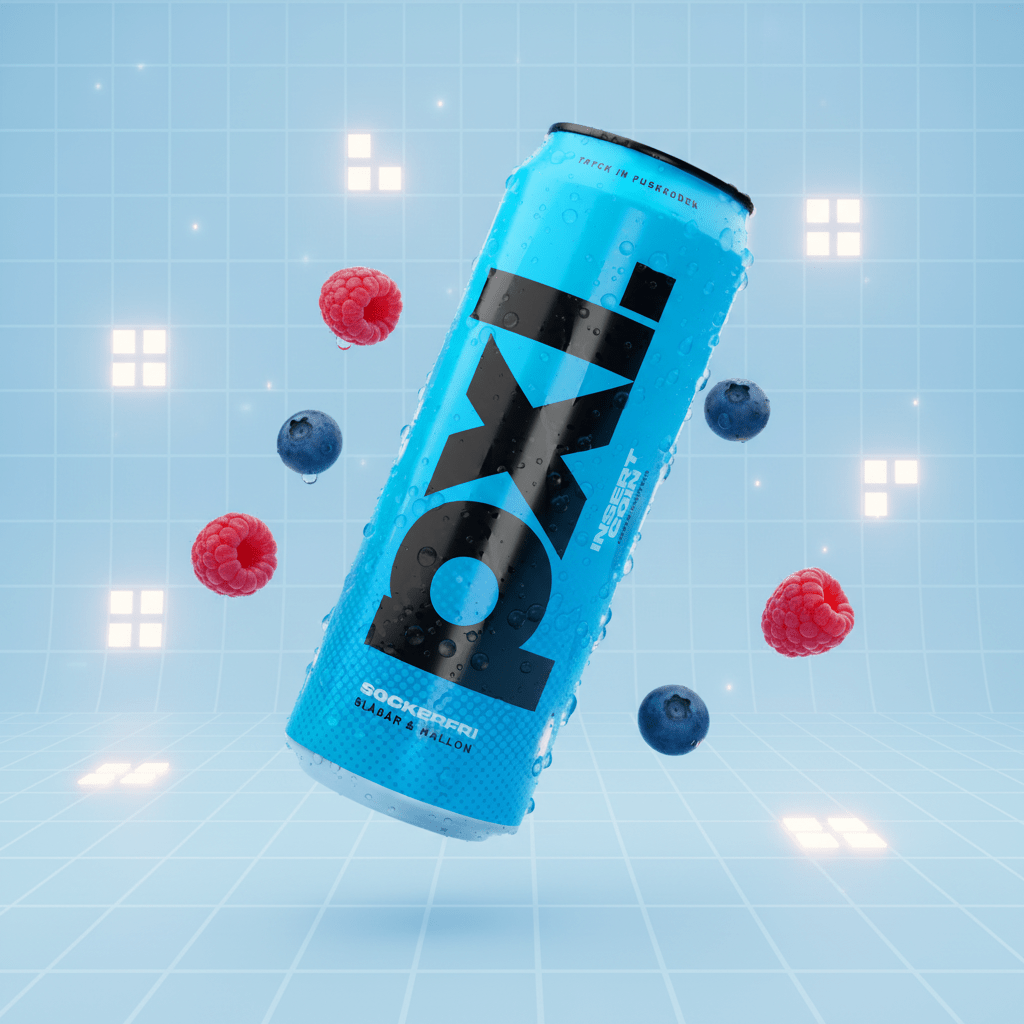 PXL Insert Coin 50cl – Energy Drink Sans Sucre Myrtille & Framboise 200mg Caféine - Goudisse - 7350162600000