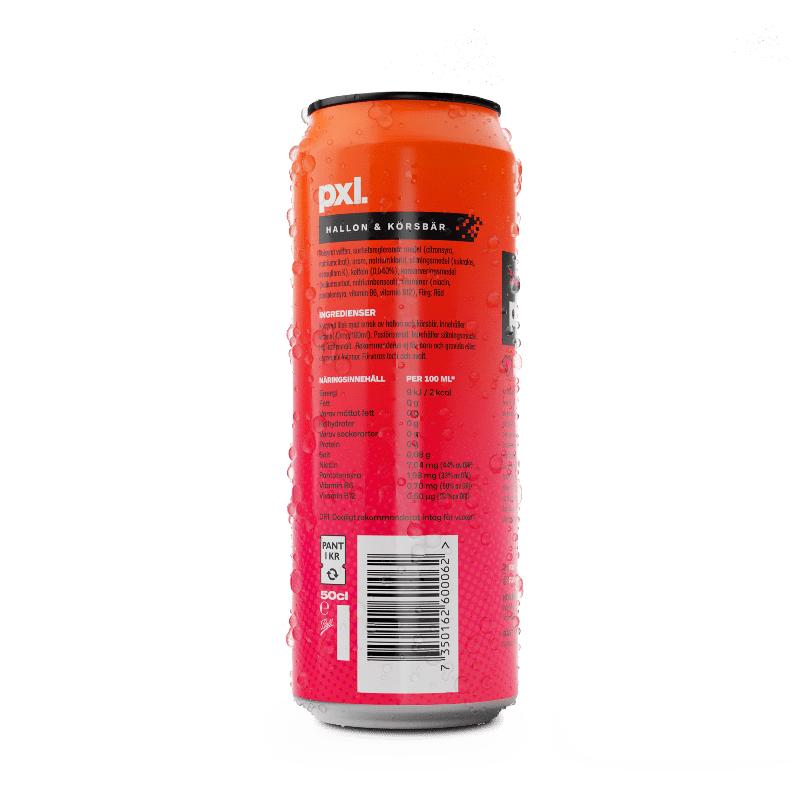 PXL Rage Meter 50cl – Energy Drink Sans Sucre Framboise & Cerise 200mg Caféine - Goudisse - 7350162600031