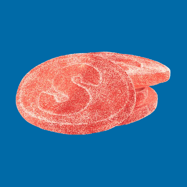 Bonbons suédois S‑Märke pêche acidulés, saveur pêche intense
